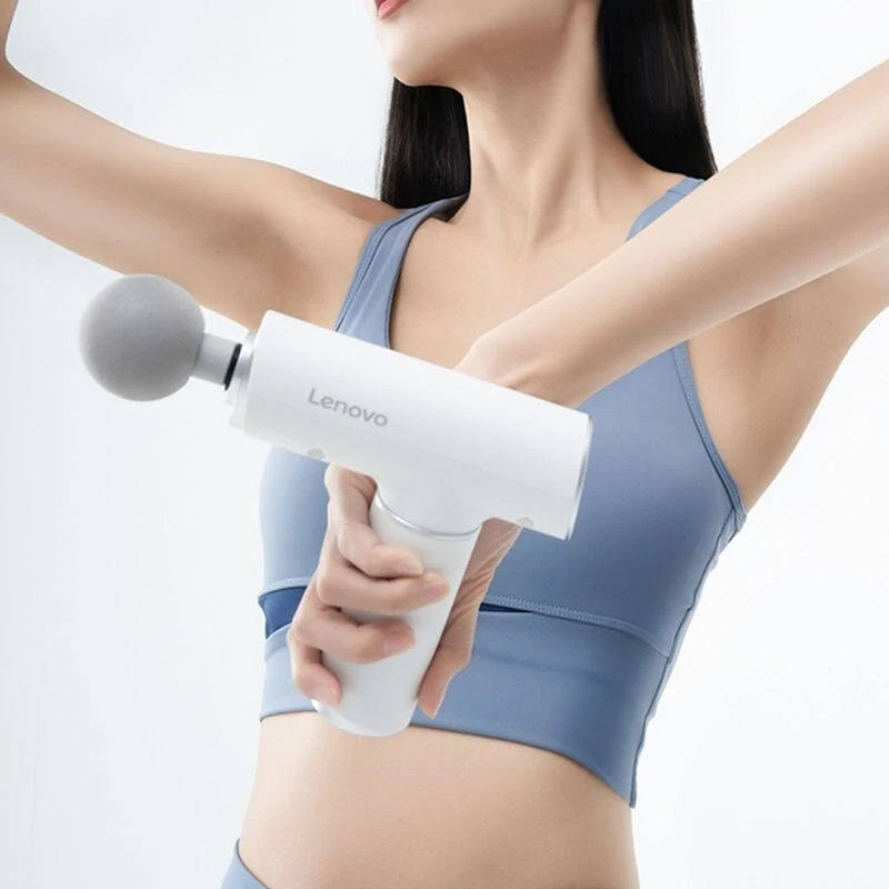 (image for) Lenovo Portable Lightweight N2 Fascia Gun 3200 RPM Massage Device with 6 Attachments and 5 Adjustable Speeds, 1800mAh Battery for Muscle Relaxation